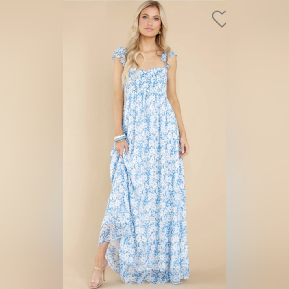 Aakaa blue floral maxi dress
